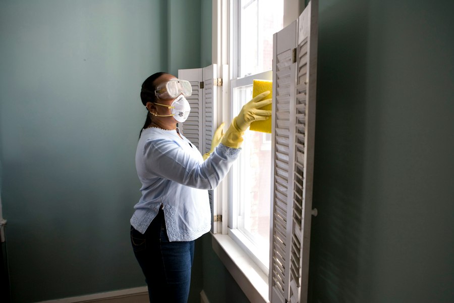 Commercial cleaning crew polishing a modern office workspace in Atlanta, GA